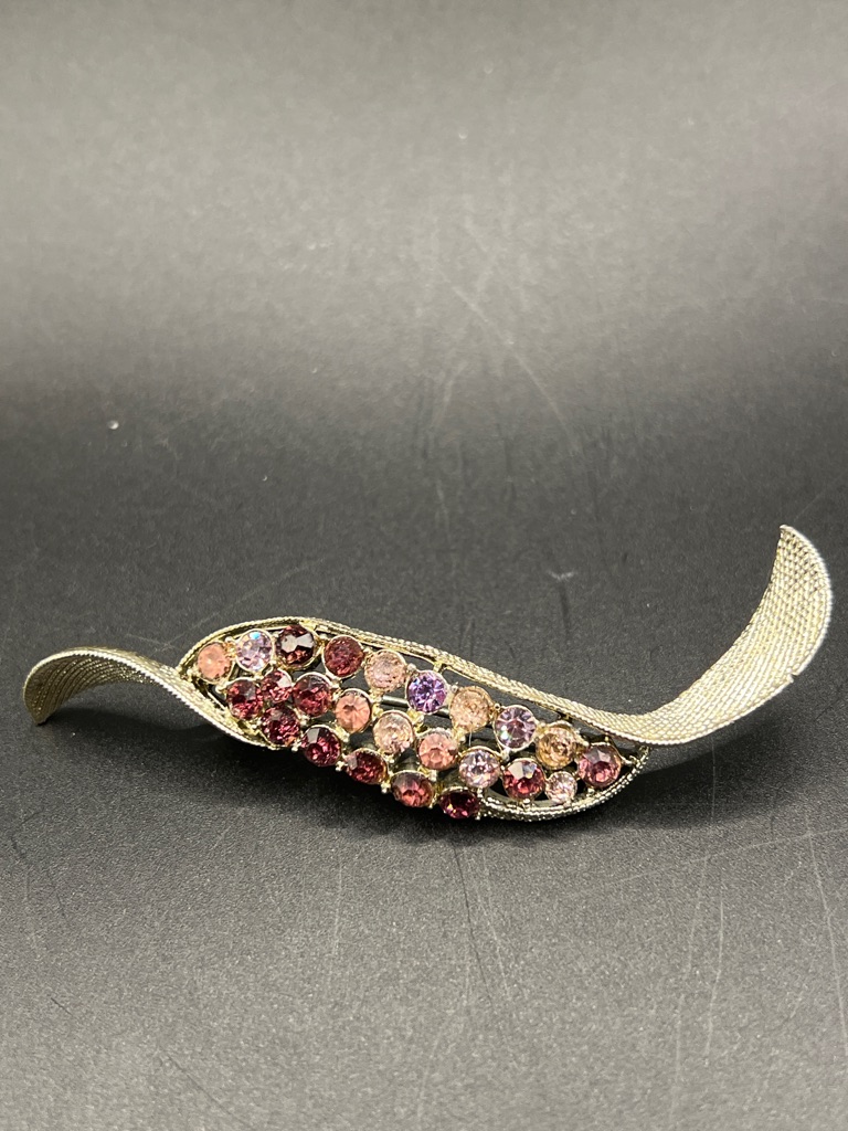 Coro Multicolor Pink Purple And Champagne Wave Crystal Brooch